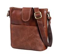 LEABAGS Borsa a mano da donna | Borsa a tracolla in vera pelle di alta qualità | Borsa a spalla | Borsa per lavoro, università, scuola e tempo libero | Taglia M (24 x 23 x 6 cm) | Vintage Cognac