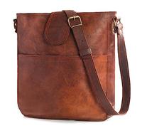 LEABAGS Borsa a mano donna | Borsa a tracolla in vera pelle di alta qualità | Borsa a spalla | Borsa da trasporto per lavoro, università, scuola e tempo libero | M (24 x 23 x 6 cm) | Naturale marrone
