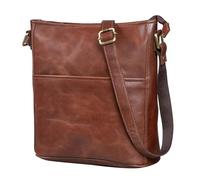 LEABAGS Borsa a mano donna | Borsa a tracolla in vera pelle di alta qualità | Borsa a spalla | Borsa per lavoro, università, scuola e tempo libero | Taglia M (24 x 23 x 6 cm) | Vintage Cognac