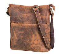 LEABAGS Borsa a mano donna | Borsa a tracolla in vera pelle di alta qualità | Borsa a spalla | Borsa per lavoro, università, scuola e tempo libero | Taglia M (24 x 23 x 6 cm) | Fox