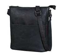 LEABAGS Borsa a mano donna | Borsa a tracolla in vera pelle di alta qualità | Borsa a spalla | Borsa per lavoro, università, scuola e tempo libero | Taglia M (24 x 23 x 6 cm) | Naturale Nero