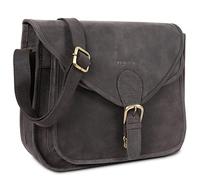 LEABAGS Borsa a mano in pelle da donna | Borsa a tracolla da donna in vera pelle | Borsa da trasporto per lavoro università scuola tempo libero | Taglia L (32 x 31 x 9 cm) | Naturale marrone scuro