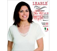 LEABLE 95 Maglia Donna Manica Corta Lana Cotone Pizzo Macramè Tg. da 3° alla 12°