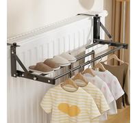 Leaceuv Mensola Sopra Termosifone,Stendibiancheria da Termosifone in Acciaio al Carbonio,Estensibile,Senza Fori,Salvaspazio per Casa,Bagno e Balcone(Gunmetal Gray)