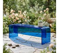 Leaceuv Panchina in Acrilico Trasparente, Moderna Panca da Giardino per Esterno e Interno, Fondo Letto, Ingresso e Soggiorno(Blauw,L 80cm/31.5in)