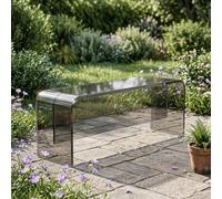 Leaceuv Panchina in Acrilico Trasparente, Moderna Panca da Giardino per Esterno e Interno, Fondo Letto, Ingresso e Soggiorno(Gray,L 60cm/23.6in)