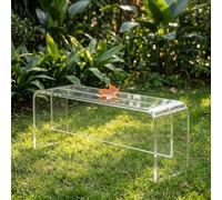 Leaceuv Panchina in Acrilico Trasparente, Moderna Panca da Giardino per Esterno e Interno, Fondo Letto, Ingresso e Soggiorno(Clear,L 100cm/39.4in)