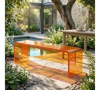Leaceuv Panchina in Acrilico Trasparente, Moderna Panca da Giardino per Esterno e Interno, Fondo Letto, Ingresso e Soggiorno(Orange,L 100cm/39.4in)