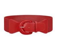 LEACOOLKEY Cintura elastica da donna per abito, stile vintage, elasticizzata, con fibbia a bottone, Y-rosso (stile 2), Passform Taillenumfang: 71cm-86cm