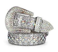 LEACOOLKEY - Cintura unisex, alla moda, con strass, con borchie, in pelle sintetica (PU), adatta per jeans