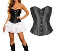LEACOOLKEY - Top da donna, corsetto gotico, push-up, bodyshaper, cincher per la vita, per Halloween e Carnevale, XS-XXL, Nero , S