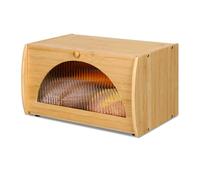 Leader Accessories Portapane Contenitore Piccolo per Pane in Bambù, Ecologico, Scatola per Pane Visualizzazione per Pane, Pane Tostato con Grande Capacità per Cucina, Negozio ecc, 15,4" x8,3 x9,8”