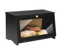 Leader Accessories Scatola per Pane in Bambù Scatola per Pane in Legno di Bambù per Cucina, Nero, 39 x18 x 23 cm