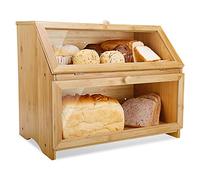 Leader Accessories Scatola Portapane, Contenitore per Pane a Doppio Strato per Conservazione di Alimenti di Grande Capacità in Bambù da Cucina e Panetteria, Cassetta per Pane Salva-Aroma