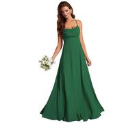 Leader of the Beauty Abito da damigella d'onore da donna, con spalline sottili, in chiffon, per cocktail party, abito formale, abito da sposa da donna, Verde smeraldo, 38