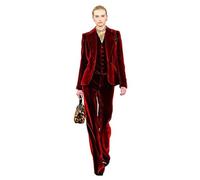 Leader of the Beauty Abito da donna in velluto 2 pezzi Business Suit Office Lady Blazer & Pantaloni per festa di nozze, Borgogna, M