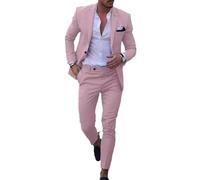 Leader of the Beauty Abito da Uomo Slim Fit 2 Pezzi Abiti da Sposa con Un Bottone Giacca Gilet e Pantaloni, Rosa Chiaro, 3XL