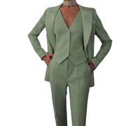Leader of the Beauty Completo da donna in 3 pezzi da ufficio, giacca, gilet e pantaloni, tailleur business casual, Salvia, M