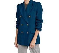 Leader of the Beauty Giacca da donna in velluto a coste, con risvolto a punta, stile casual, per inverno, matrimonio, ballo di fine anno, festa, giacca in velluto a coste, Inchiostro blu., L