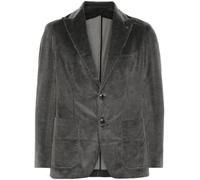 Leader of the Beauty Giacca da uomo slim fit in velluto a coste con bottoni giacca formale classica per abiti da sposa da lavoro smoking blazer, Grigio scuro, 5XL