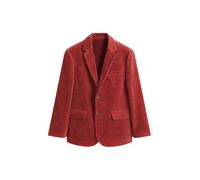 Leader of the Beauty Giacca da uomo slim fit in velluto a coste giacca per abito da sposa classico Business elegante smoking blazer cena, Rosso, 5XL