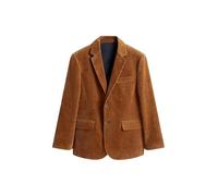 Leader of the Beauty Giacca da uomo slim fit in velluto a coste giacca per abito da sposa classico Business elegante smoking blazer cena, Marrone, 5XL