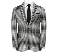 Leader of the Beauty Pied de poule scozzese slim fit smoking ballo matrimonio sposo set giacca giacca pantaloni cappotto partito, Nero+bianco-1, 4XL