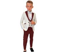 Leader of the Beauty Set di 3 pezzi per ragazzi con pantaloni, per matrimonio, pagina, festa di fine anno, abbigliamento formale, Borgogna, 8 Anni