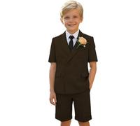 Leader of the Beauty Vestiti corti per ragazzi e bambini, 2 pezzi, smoking estivo, formale, abito da sposa, Caff scuro, 16 anni