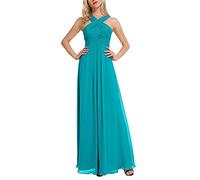 Leader of the Beauty - Vestiti da sera in chiffon, per balli e damigelle d'onore, con increspature Turquoise Taglia 52