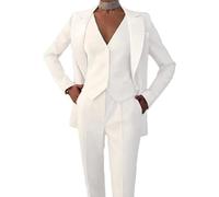 Leader of the Beauty Vestito da donna casual e business 3 pezzi, con giacche, gilet e pantaloni, bianco, XXL