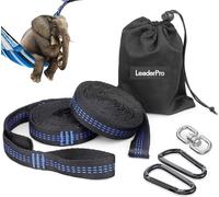 LeaderPro Cinghie per Amaca Corda per Amaca 2 Pezzi 300cmx2.5cm con 15 Nodi, Carico Massimo 400 kg, con 2 Moschettoni, 1 Gancio Rotante e Borsa per Il Trasporto per All'aperto Camping Hammock