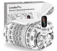 LeaderPro Coperta Elettrica Matrimoniale 180x160cm - 6 Temperature,Morbidezza Extra, Spegnimento Auto 1-9 Ore, Basso Consumo, Riscaldamento Rapido, Lavabile per Letto e Divano,Gris