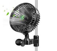 LeadGoods Grow Ventilatore con clip Upgrade 7", oscillante con clip, 4 velocità, motore EC, ventilatore oscillante, mini ventilatore a morsetto, per tenda da growbox/tenda, nero