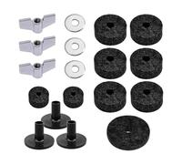 Leadigol Set di 18 accessori di ricambio per piatti, in feltro, con dadi ad aletta, rondella per batteria (nero)