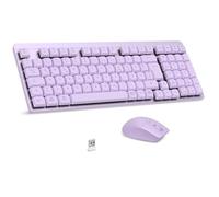 LeadsaiL FA98 - Set tastiera meccanica e mouse senza fili, layout QWERTZ con mouse, interruttore rosso a basso profilo, tastiera compatta a 98 tasti, 1600 DPI per Windows MacOS PC Laptop Lilla