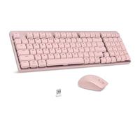 LeadsaiL FA98 Tastiera e mouse meccanico wireless, 2,4 GHz, interruttore rosso a basso profilo, tastiera meccanica compatta a 98 tasti e mouse silenzioso per PC portatili Windows/MacOS, rosa