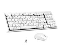 LeadsaiL FA98 Tastiera Mouse Meccanica Senza Fili Set Tastiera e Mouse Basso con Interruttore Rosso, Francese AZERTY, Connessione 2.4Ghz, 98 Tasti per Windows MacOS Computer PC-Argento