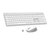 Leadsail K786 - Set di mouse wireless con tastierino numerico, layout tedesco QWERTZ, 2,4 GHz wireless con ricevitore USB 2 in 1, durata della batteria di 12 mesi per PC/laptop/Windows (bianco e