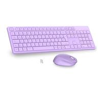 LeadsaiL K786 - Tastiera e mouse wireless QWERTZ, tastiera tedesca senza fili con mouse, tasti silenziosi, 2,4 GHz con nano ricevitore USB 2 in 1, per PC portatile