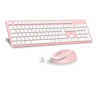LeadsaiL Kit Tastiera e Mouse Wireless con Tastierino Numerico, Layout Italiano QWERTY, 2,4 GHz USB, Silenzioso, Compatibile con PC, Desktop, Laptop, Computer per Windows, HP, Lenovo, Macc-Rosa