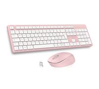 LeadsaiL Kit Tastiera e Mouse Wireless con Tastierino Numerico, Layout Italiano QWERTY, 2,4 GHz USB, Silenzioso, Compatibile con PC, Desktop, Laptop, Computer per Windows, HP, Lenovo, Mac-Pink