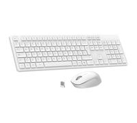 LeadsaiL Kit Tastiera e Mouse Wireless con Tastierino Numerico, Layout Italiano QWERTY, 2,4 GHz USB, Silenzioso, Compatibile con PC, Desktop, Laptop, Computer per Windows, HP, Lenovo, Mac-Bianco