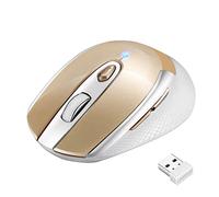 LeadsaiL Mouse Wireless, Mouse Senza Fili Ergonomico, 2,4 GHz USB Mouse Silenzioso, 1600 DPI, 5 Pulsanti per Windows, macOS, ChromeOS, Compatibile PC, Mac, Laptop - Oro