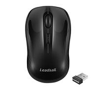 LeadsaiL Mouse Wireless Mouse Wireless Ottico USB 2.4G Mini Mouse per PC Cordless Silenziosi, Silenziosi, 4 Pulsanti, 3 Livelli DPI Regolabili per PC/Tablet/Laptop/Windows/Mac/Linux - Nero