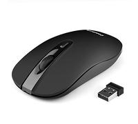 LeadsaiL Mouse Wireless Ricaricabile, Mouse Ottico Mini Silenzioso con Clic Mute, Ergonomic Mice Senza Fili 2,4G con Nano Ricevitore, Cavo USB, 2400 DPI - Nero