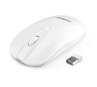 LeadsaiL Mouse Wireless Ricaricabile，Ergonomico Mouse Senza Fili, 2400 DPI Silenzioso Mouse, Portatile Mouse Ottico, 2.4G Mouse USB con Ricevitore Compatibile con PC, Mac, Laptop, Computer - Bianco