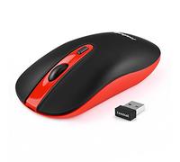 LeadsaiL Mouse Wireless Ricaricabile, Mouse Ottico Mini Silenzioso con Clic Mute, Ergonomic Mouse Senza Fili 2,4G con Nano Ricevitore, Cavo USB, 2400 DPI Mouse USB - Rosso