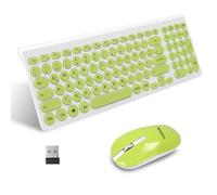 LeadsaiL, Set tastiera wireless mouse e tastiera ergonomici, tastiera wireless per PC e mouse, layout tedesco QWERTZ, tasti silenziosi per tastiera e mouse, MacOS PC, laptop, verde