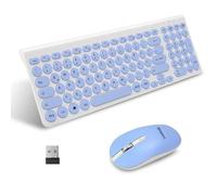 LeadsaiL, Set di mouse wireless per tastiera, mouse ergonomico e tastiera, tastiera wireless per PC e mouse, layout tedesco QWERTZ, tasti silenziosi per tastiera e mouse, MacOS PC, laptop, blu